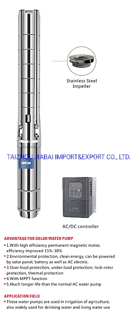 Large Flow 4inch AC&DC 70m3/H Solar Deep Well Submersible Pump